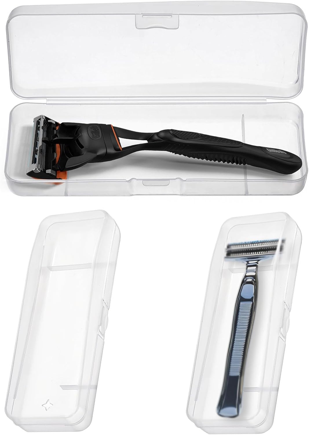 Razor Storage Case – Portable Transparent Plastic Protective Box, Compact Shaver Organizer for Men’s Razors and Blades, Dustproof and Moisture-Resistant Grooming Tool Holder for Home, Business Trips, Gym, and Travel