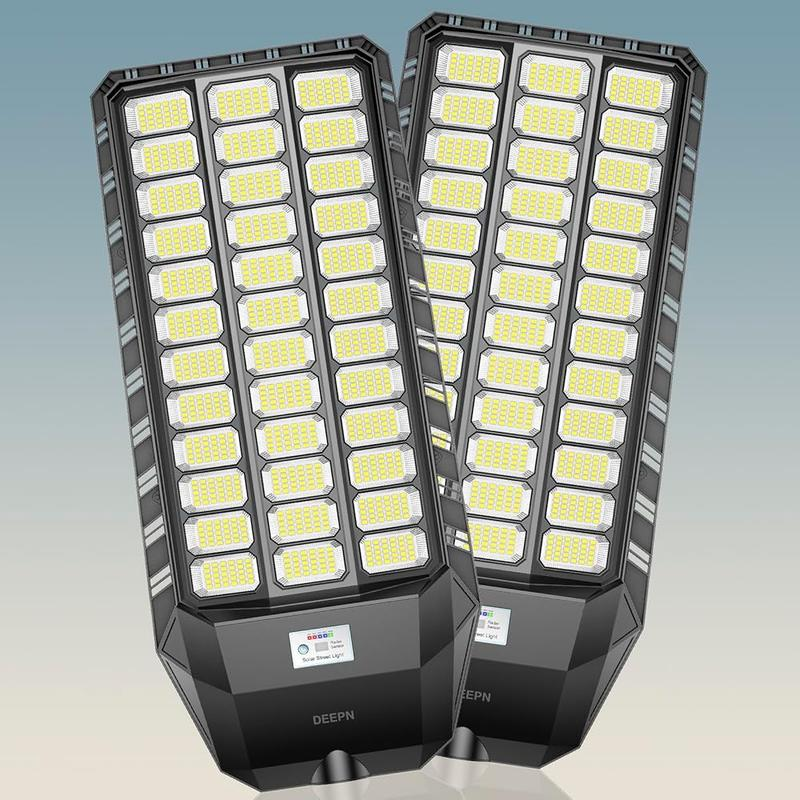 DEEPN 9000W IP67 Super Bright Solar Street Lights 650000 Lumens Energy Efficient LED Lamp Dusk to Dawn Motion Sensor Remote Control 3 Lighting Modes Waterproof Outdoor Lighting