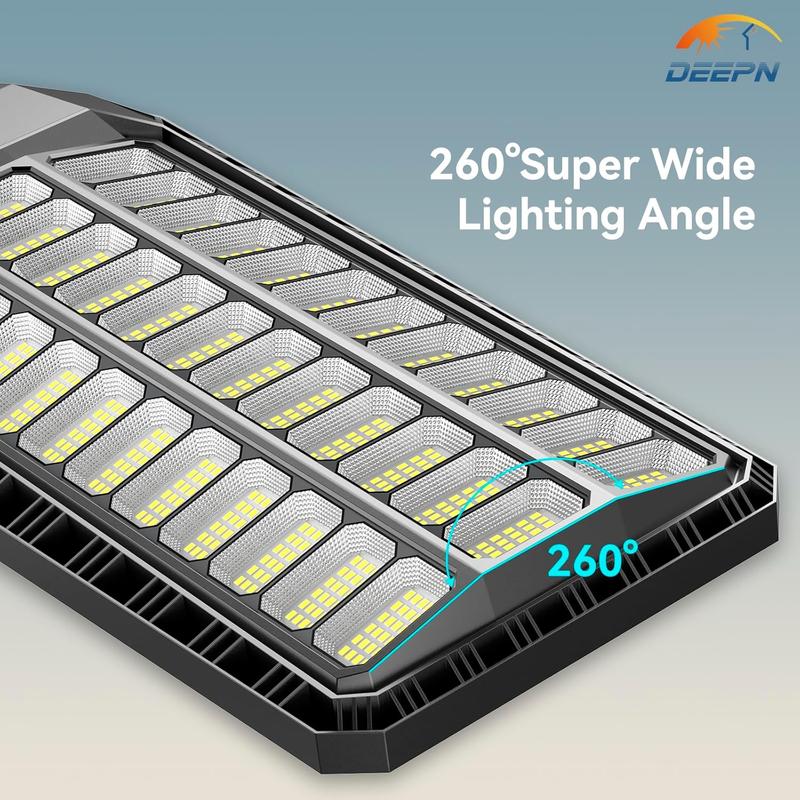 DEEPN 9000W IP67 Super Bright Solar Street Lights 650000 Lumens Energy Efficient LED Lamp Dusk to Dawn Motion Sensor Remote Control 3 Lighting Modes Waterproof Outdoor Lighting
