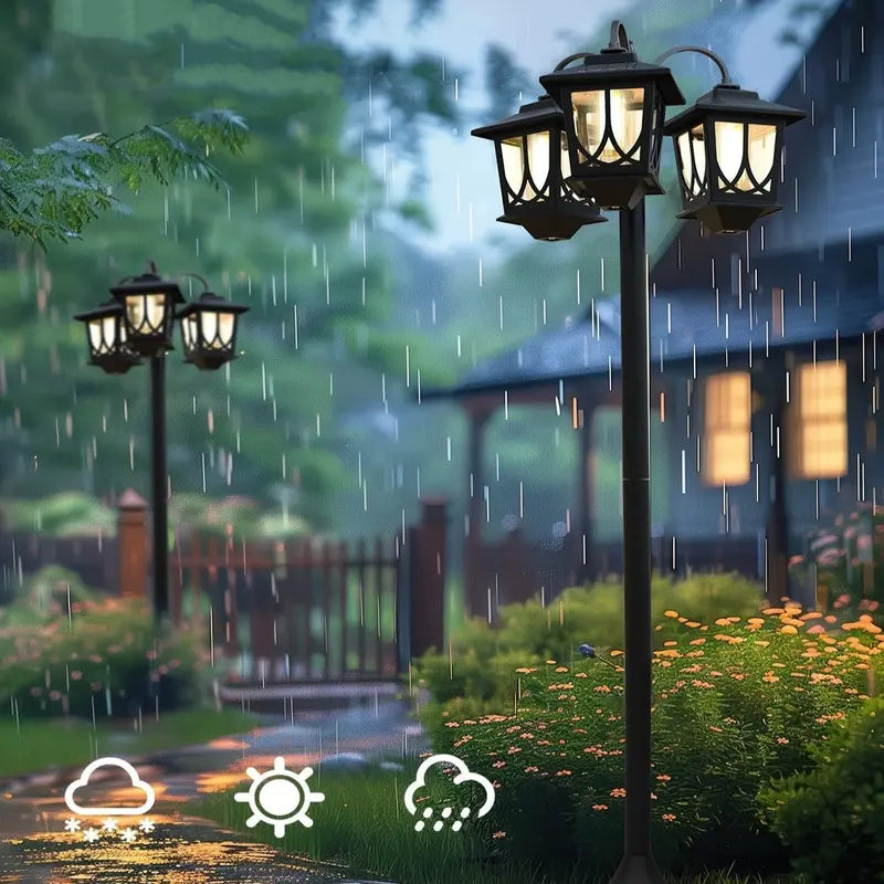 đź’ˇ3-head waterproof solar lights. 60 lumens. 2 spare bulbs.