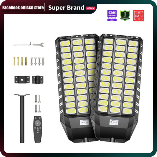 DEEPN 9000W IP67 Super Bright Solar Street Lights 650000 Lumens Energy Efficient LED Lamp Dusk to Dawn Motion Sensor Remote Control 3 Lighting Modes Waterproof Outdoor Lighting