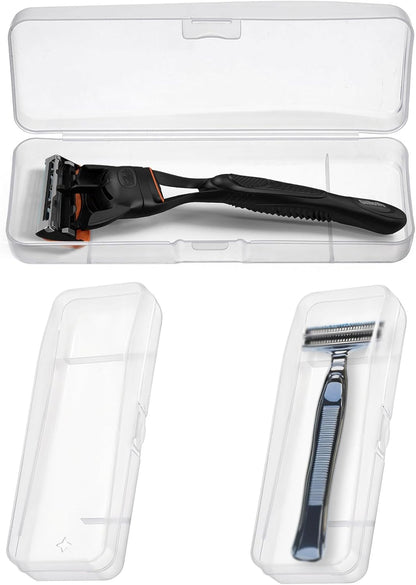 Razor Storage Case – Portable Transparent Plastic Protective Box, Compact Shaver Organizer for Men’s Razors and Blades, Dustproof and Moisture-Resistant Grooming Tool Holder for Home, Business Trips, Gym, and Travel