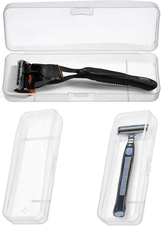 Razor Storage Case – Portable Transparent Plastic Protective Box, Compact Shaver Organizer for Men’s Razors and Blades, Dustproof and Moisture-Resistant Grooming Tool Holder for Home, Business Trips, Gym, and Travel