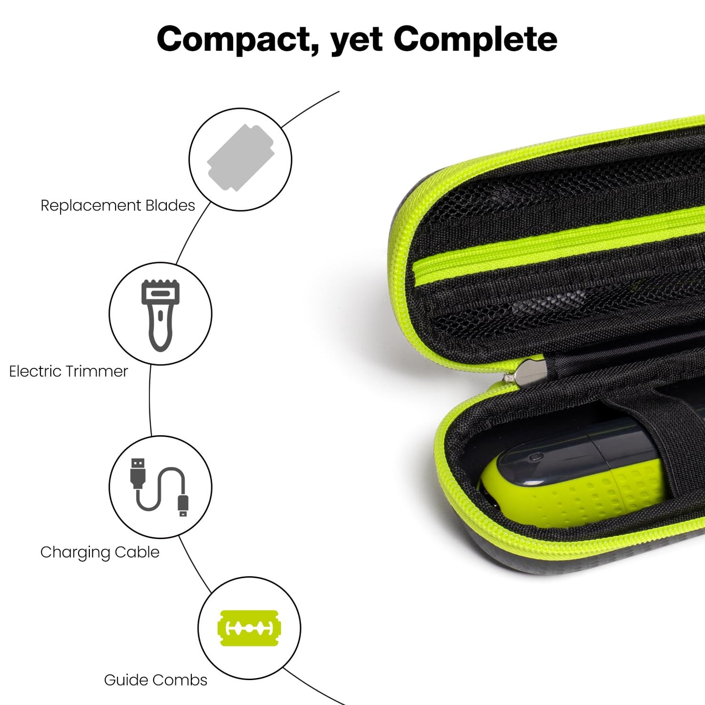 Razor Storage Case – Hard EVA Travel Carrying Case with Carbon Fiber Texture, Waterproof Shockproof Protective Shaver Organizer Bag for Men’s Grooming Tools, Compatible with Philips, Braun, Gillette, Schick and More