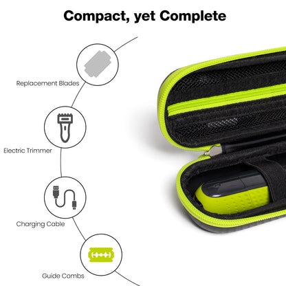 Razor Storage Case – Hard EVA Travel Carrying Case with Carbon Fiber Texture, Waterproof Shockproof Protective Shaver Organizer Bag for Men’s Grooming Tools, Compatible with Philips, Braun, Gillette, Schick and More