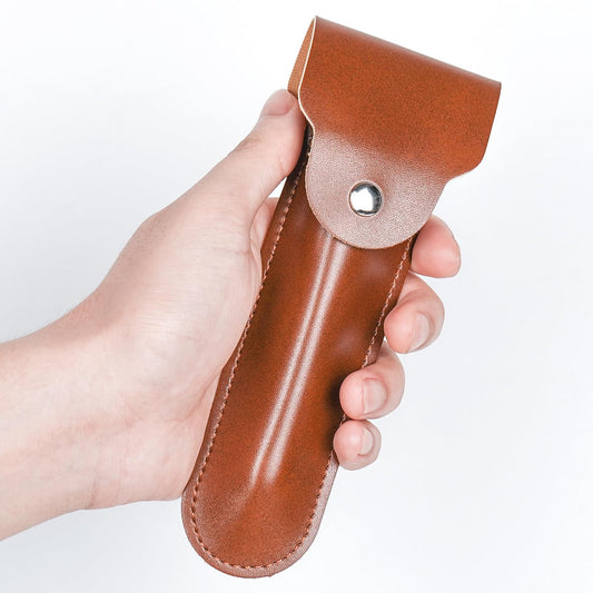 Leather Razor Storage Pouch – Portable Protective Case for Manual Razors, Durable Anti-Scratch Travel Carrying Case for Men’s Shaving Tools, Compact Shaver Holder for Home, Business Trips, and Travel