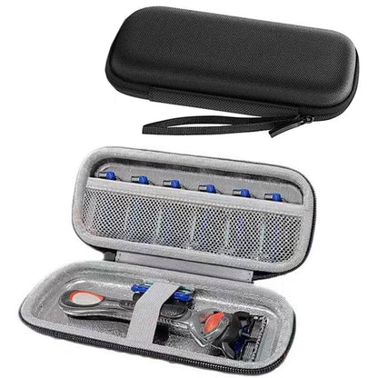 Razor Travel Case – Portable Hard EVA Storage Box for Men’s Shaving Tools, Waterproof Shockproof Organizer Bag Compatible with Gillette, Harry’s, and More, with Mesh Pocket & Elastic Strap, Perfect for Home, Business Trips, Gym and Travel