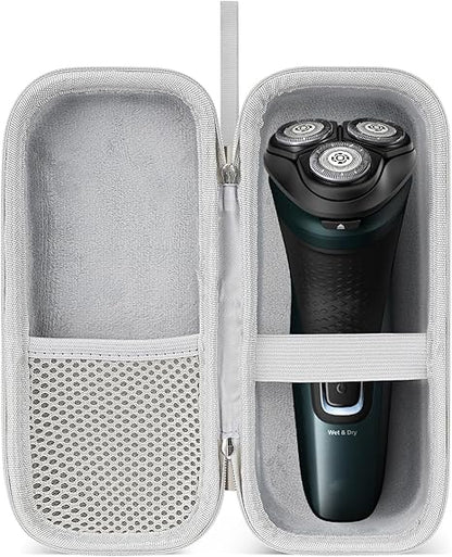 Razor Storage Case – Portable EVA Hard Shell Travel Protective Bag, Waterproof Shockproof Anti-Pressure Shaver Organizer Pouch for Manual and Electric Razors (White)
