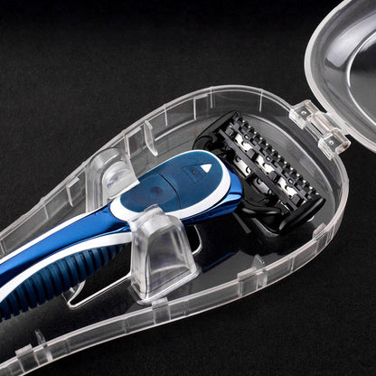 Razor Storage Case – Portable Transparent Protective Box for Men’s Razors, Hard Plastic Travel Shaver Holder, Dustproof Scratch-Resistant Organizer, Compatible with Gillette, Harry’s and Other Manual Razors, Ideal for Home, Business Trips, Gym and Travel