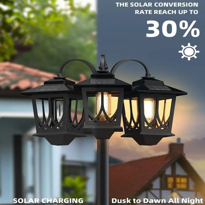 💡3-head waterproof solar lights. 60 lumens. 2 spare bulbs.